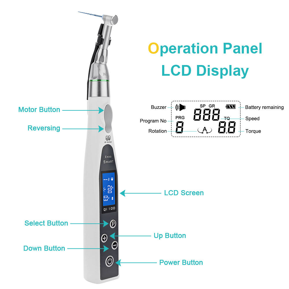 New In LED Dental Wireless Endodontic Motor 16:1 Reduction 9 Programs Auto Reciprocating Reverse Endo Rotary Engine File Teeth