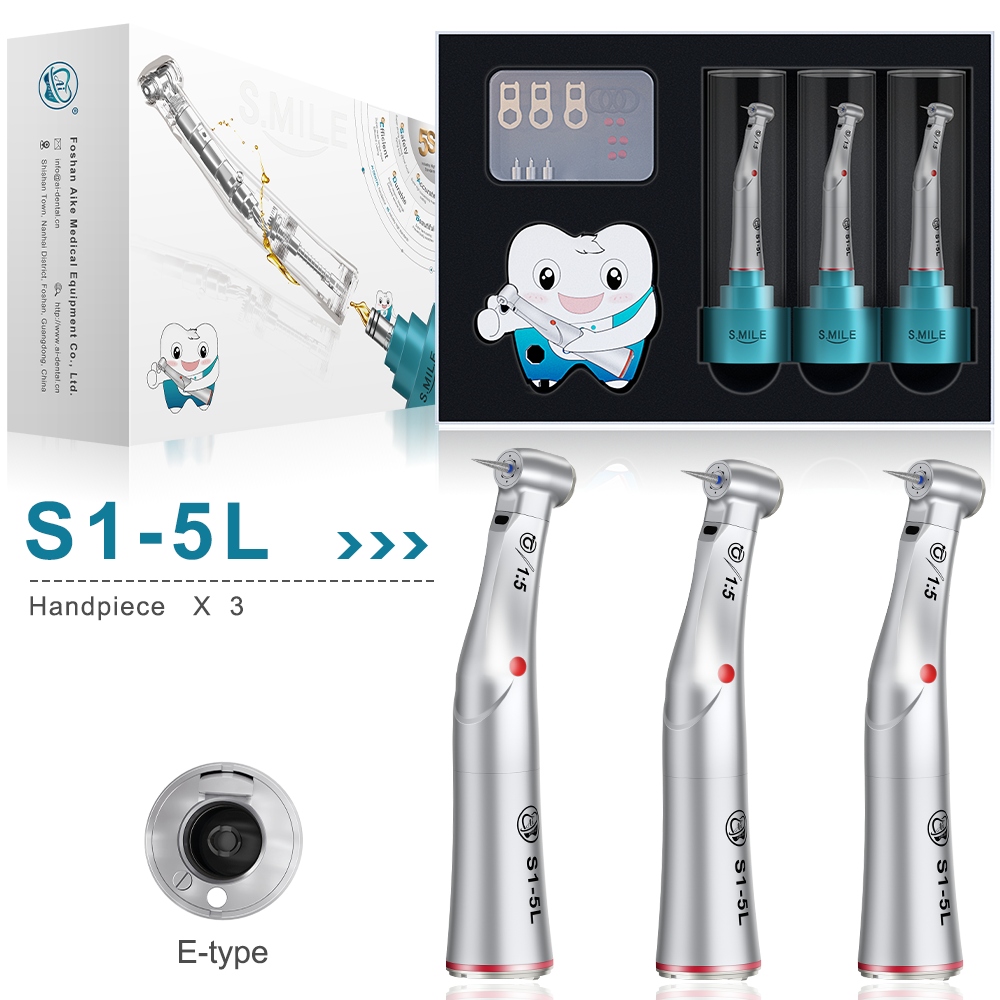 S1-5L Best 1:5 contra angle set 3 pcs high speed dental handpiece upgraded gears bearing smile series