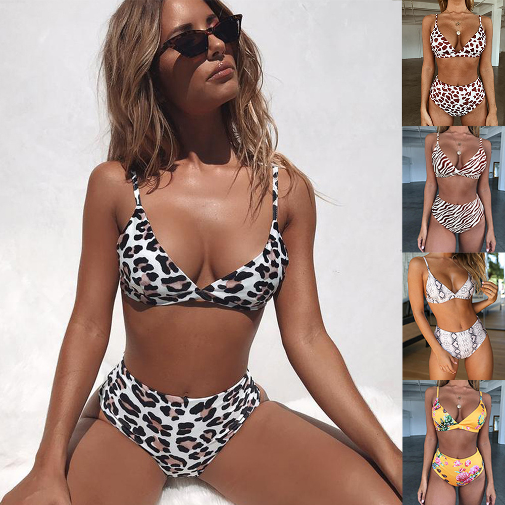 HD-YG364 Sexy Women's Snake Print Bikini Sets High Waist Swimwear Plus Size Brazilian Two Pieces Swimsuit