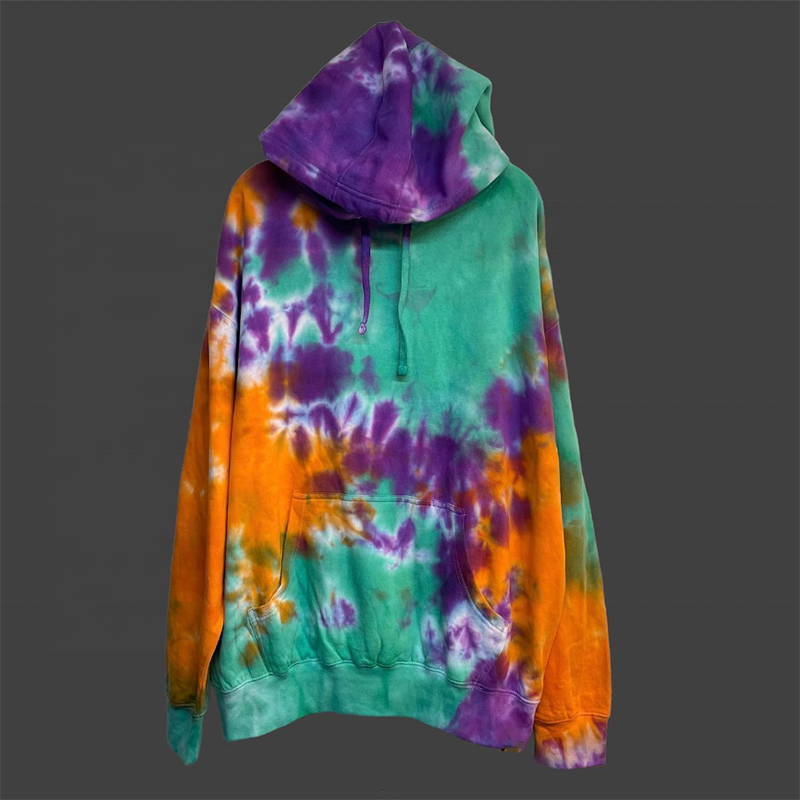 Wholesale 380 Gsm Cotton Tied Dye Hoodie Streetwear Custom Pullover  Multi Color Tie Dye Hoodie For Men