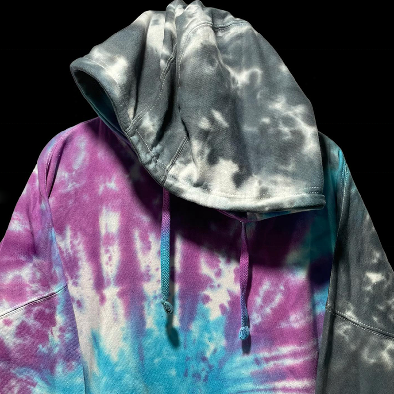 Wholesale 380 Gsm Cotton Tied Dye Hoodie Streetwear Custom Pullover  Multi Color Tie Dye Hoodie For Men