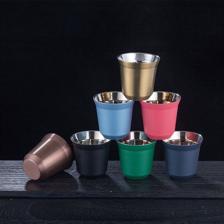 Customized double walled stainless steel cup colorful Espresso stainless cup