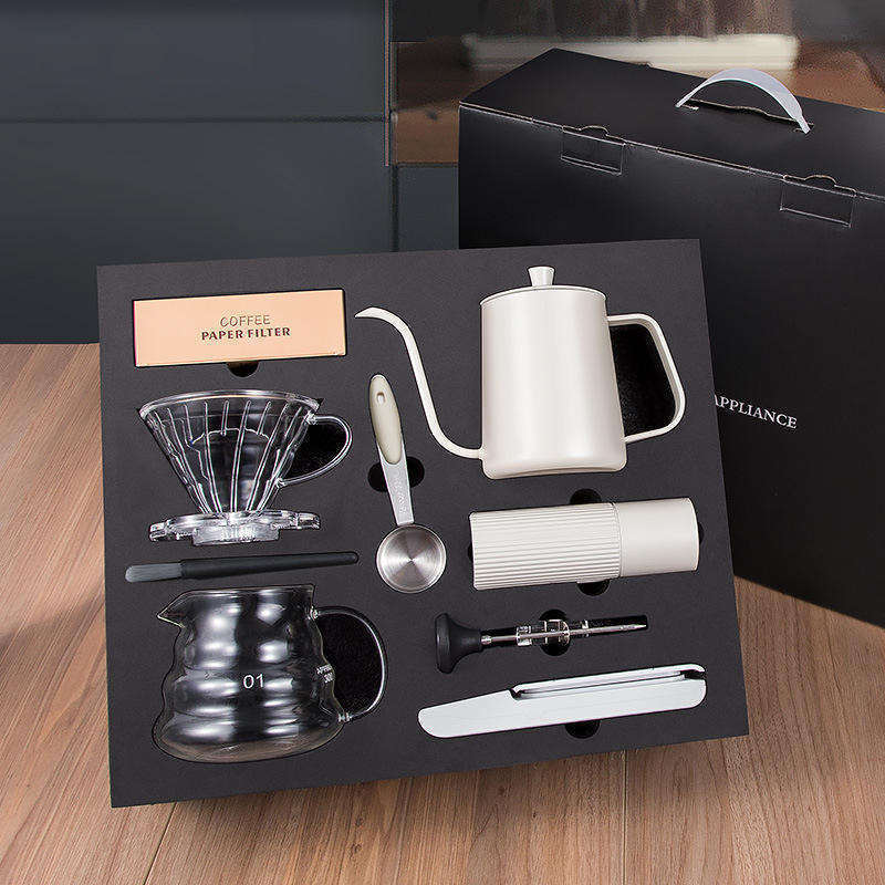 Wholesale Stainless Steel Pour Over Coffee Kettle Grinder Portable Travel Gift Set Outdoor Manual Grinder Coffee Drip Pot