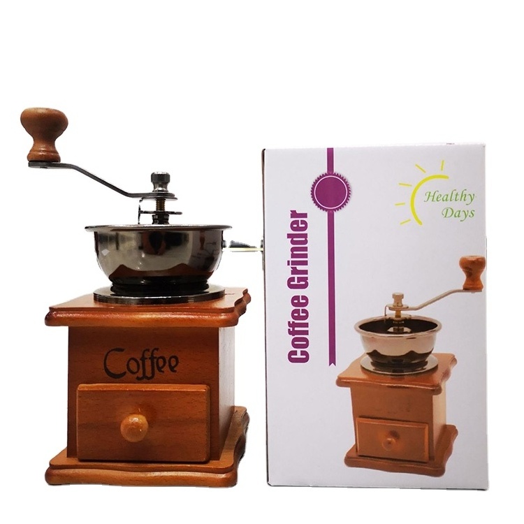 hot sale Hot Sale Special Design Custom Logo Manual Coffee Burr Grinder with Wooden Body Coffee Grinder Bur