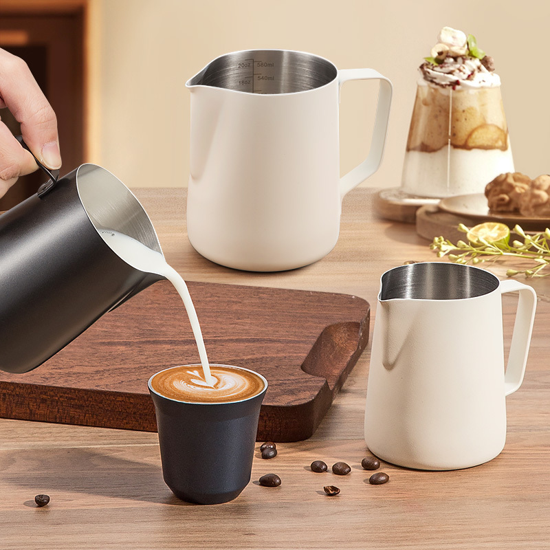 Stainless Steel Motta Latte Maker Frothing Steaming Coffee Jug Latte Set 300ml 600ml Measuring Cup Mini Milk Cup