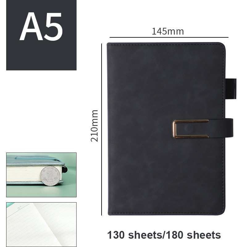 Business A5 PU leather notebook solid color conference book thickened magnetic buckle notepad gift box