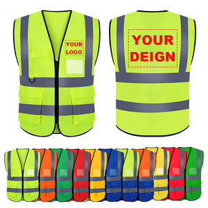 Customizable reflective vest Construction garden sanitation Traffic safety vest Reflective vest with multiple pockets