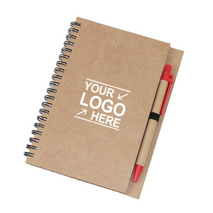 Double metal spiral ECO book Coil notebook with paper pen recyclable elastic band notebook for promotion gift