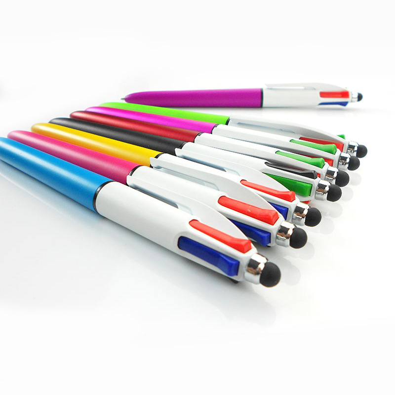 4 in 1 Ballpoint Pen MultiColor pen Four Color pen with Stylus 4 color ballpen