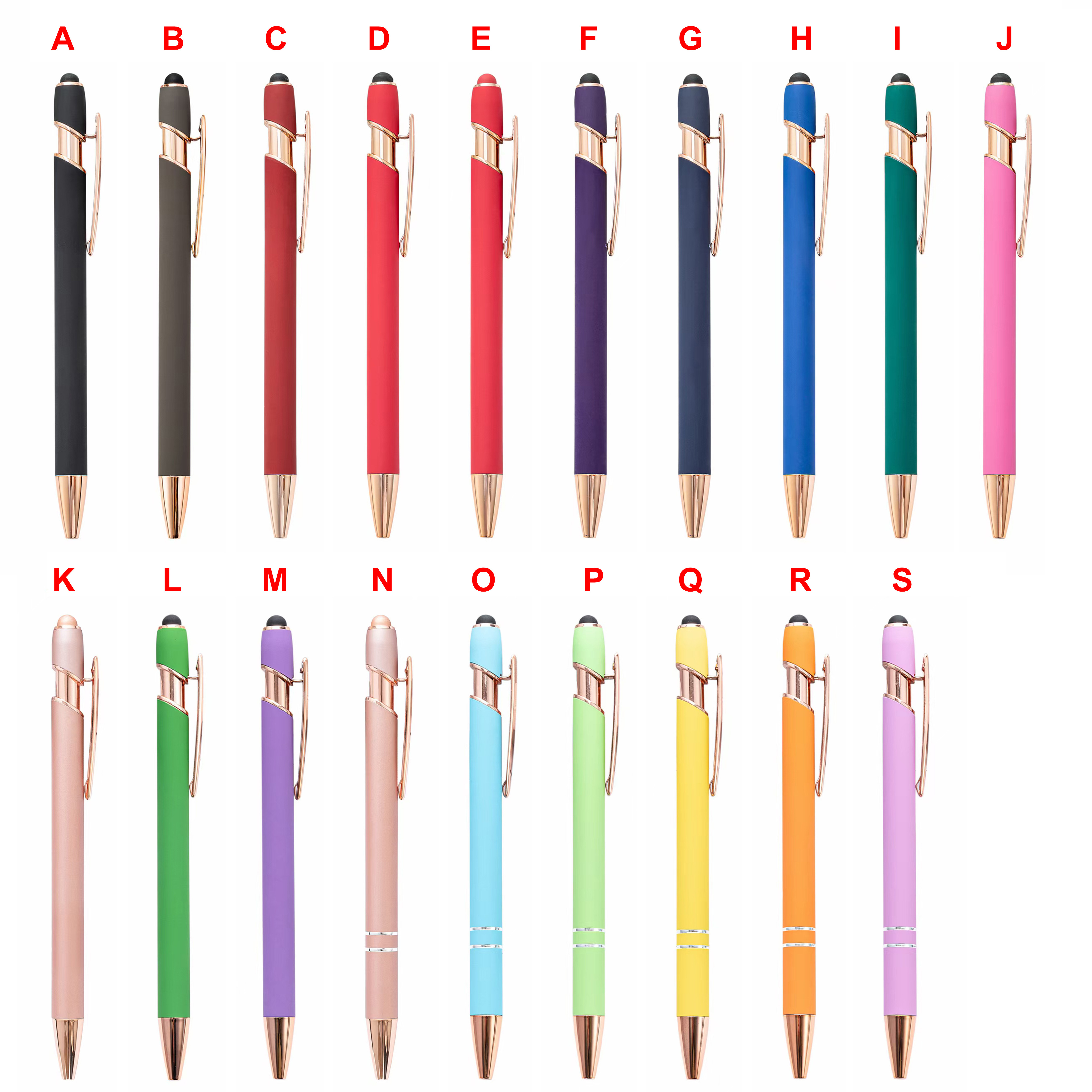 Promotional Custom 2 in 1 Capacitive Multi Function Metal Ball Pen Aluminum Screen Logo engraved Stylus Pen Rose Gold Pen