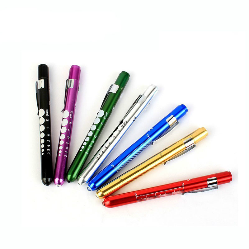 Doctor led pen type flashlight White and yellow light pocket medical diagnostic penlight with Pupil Gauge