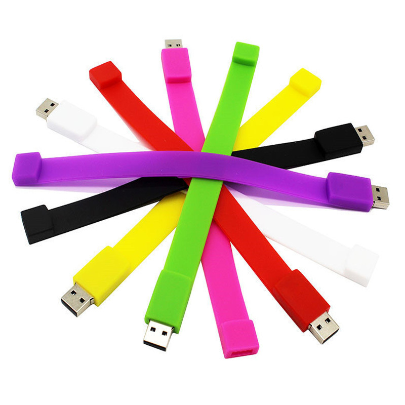 Custom USB Flash Drive 16GB 32GB 64GB Promotional gift Wristbands with Logo Wrist Band silicone bracelet with USB flash drive