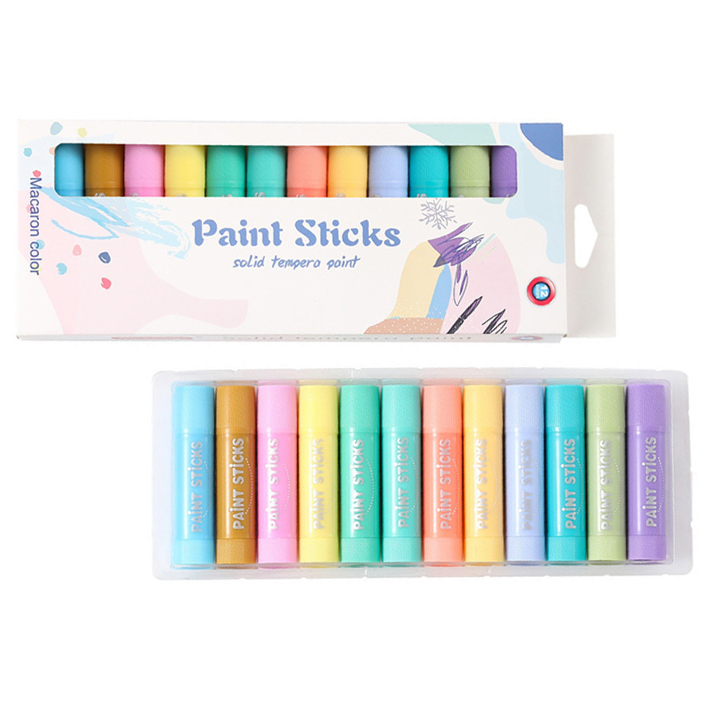 Quick Drying Painting Crayons Art Colorful Set School Kids Soft Pastel Colors Macaron 12 Color Crayon Paint Stick Set for Girl