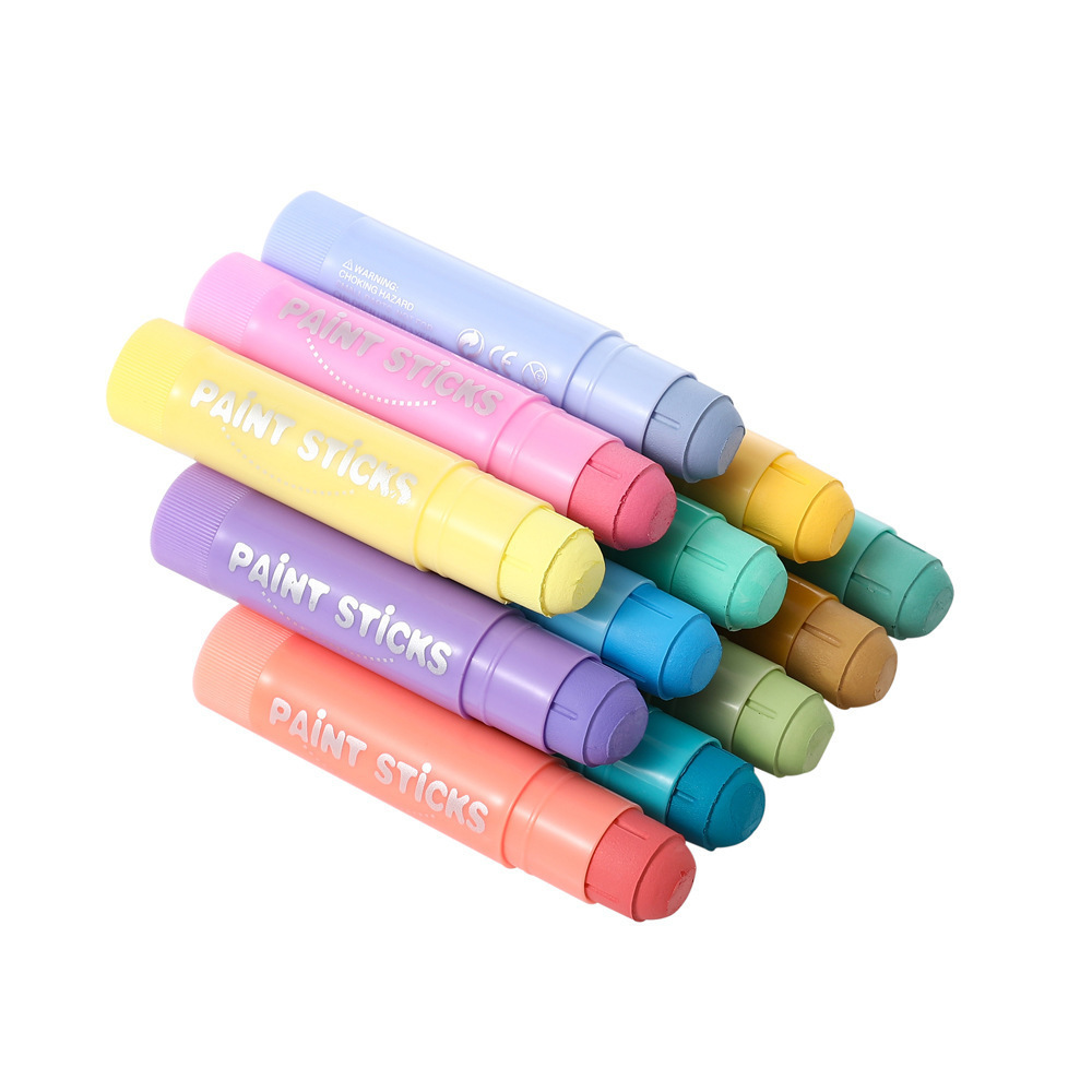 Quick Drying Painting Crayons Art Colorful Set School Kids Soft Pastel Colors Macaron 12 Color Crayon Paint Stick Set for Girl