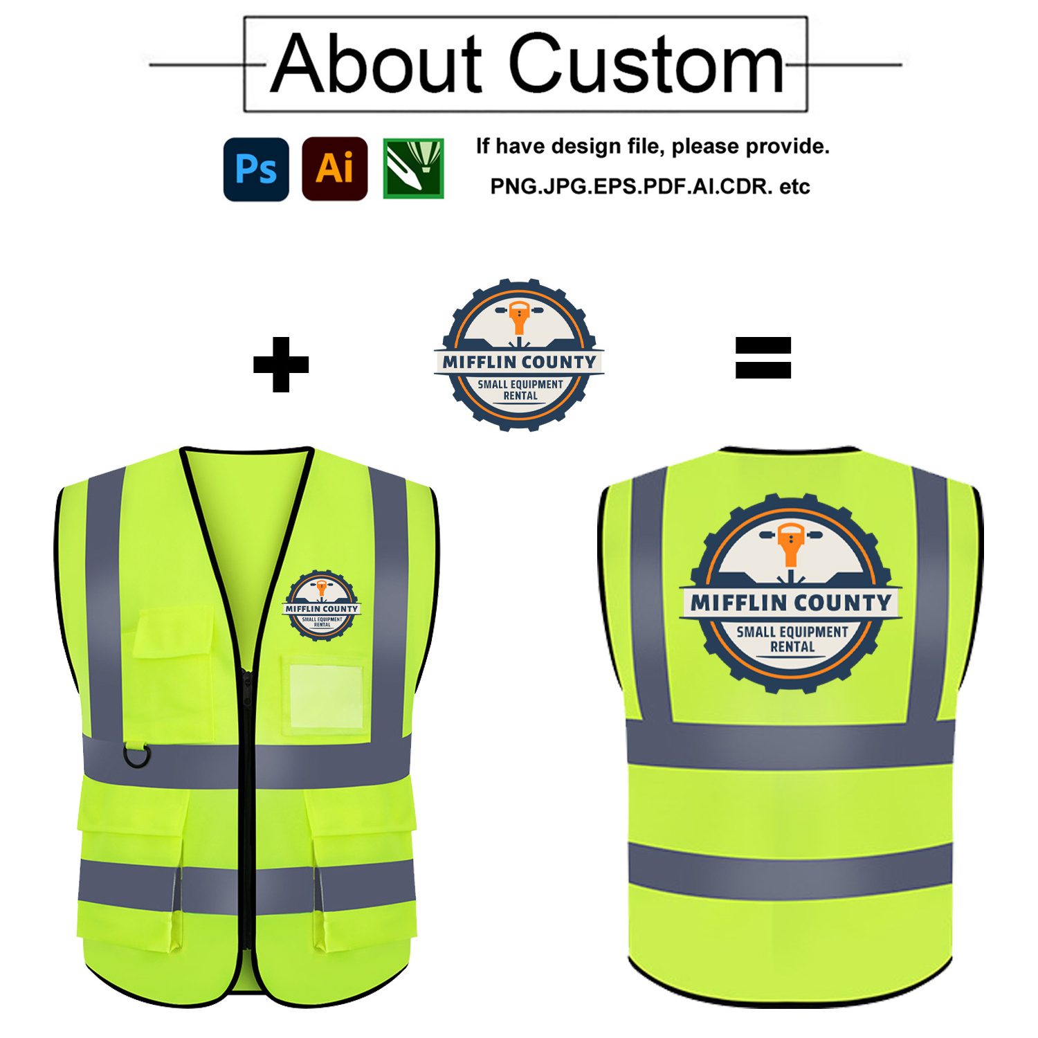 Customizable reflective vest Construction garden sanitation Traffic safety vest Reflective vest with multiple pockets