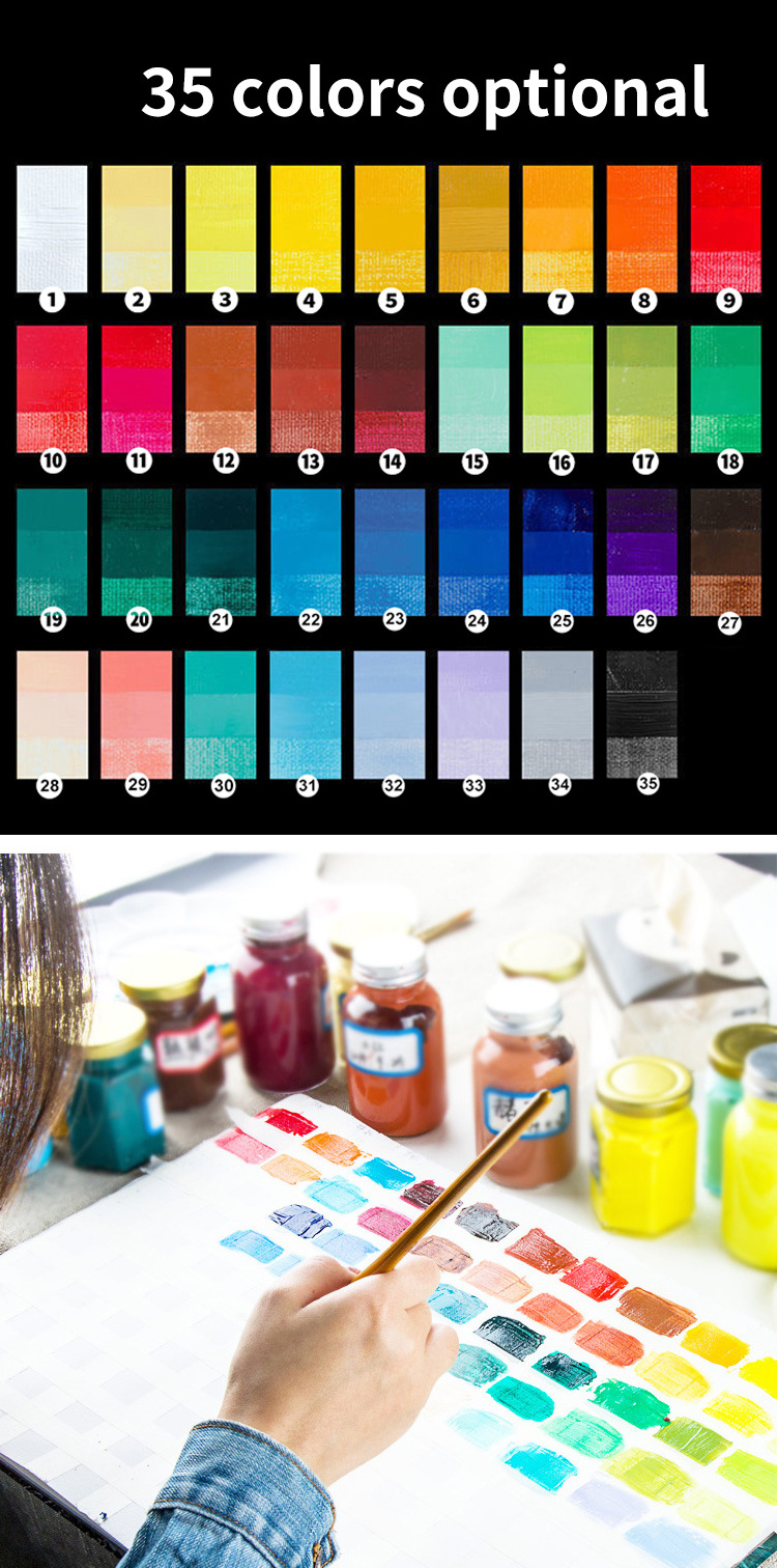 Professional Waterproof Wall Painting Textile Graffiti Hand Painted DIY Fluid Painting Acrylic Paint 35 Color