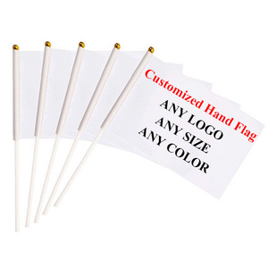 Personalized Design Logo Small Mini Stick Flag Double Side Polyester Custom Hand Held Waving Flag With Plastic Pole Flag for Car