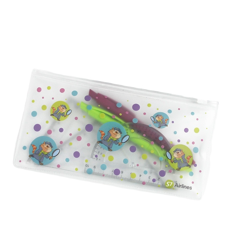 Transparent stationery Zipper bag Frosted clear PVC PEVA pencil bag custom made size Plastic pencil case