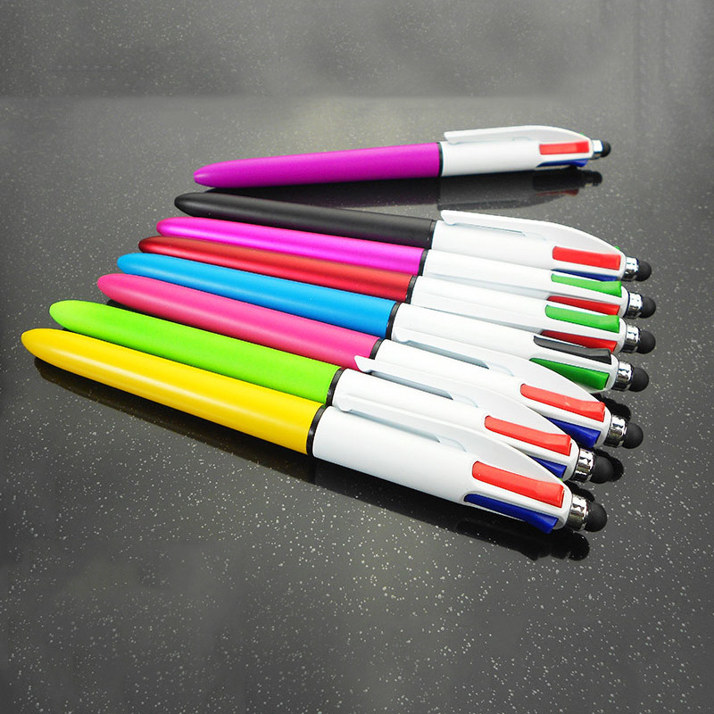 4 in 1 Ballpoint Pen MultiColor pen Four Color pen with Stylus 4 color ballpen