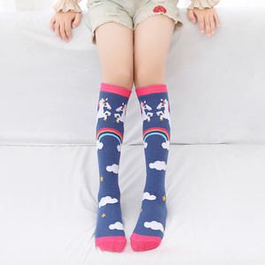 wholesale school cotton knee high funny colorful animal cute kids children unicorn socks