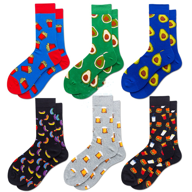 custom crazy work colorful cotton sport crew happy novelty socks