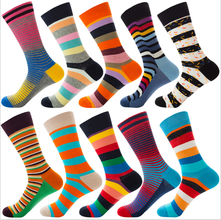 custom crazy work colorful cotton sport crew happy novelty socks