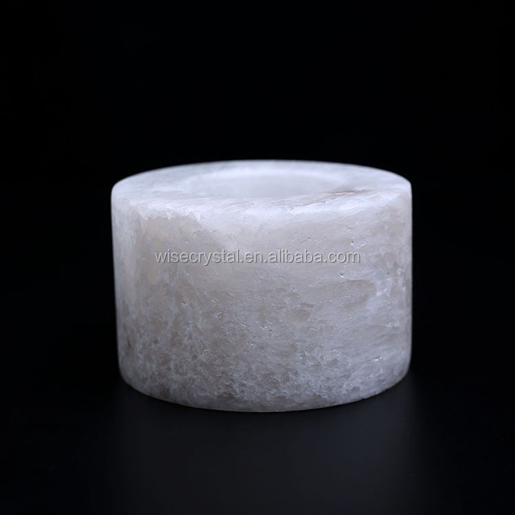 Round Shape Candle Holder healing crystal selenite lamp Natural quartz