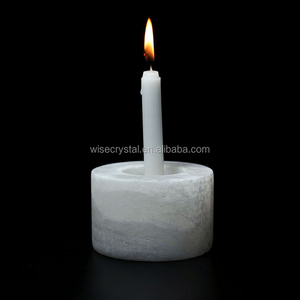 Round Shape Candle Holder healing crystal selenite lamp Natural quartz