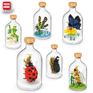 Wholesale price kids building blocks set educational DIY insect model toys mini animal blocks toys