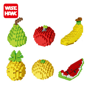 Wisehawk kids mini building bricks kitchen set plastic toys fruits and vegetables