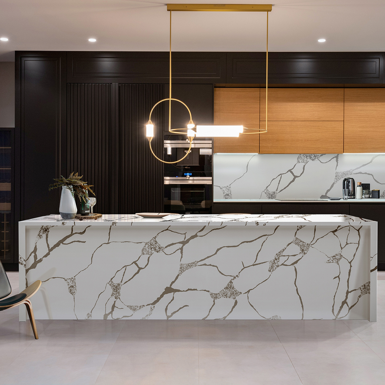 Wiselink artificial slab artificial calacatta Acrylic non silica  countertop with golden veins calacatta gold artificial stone