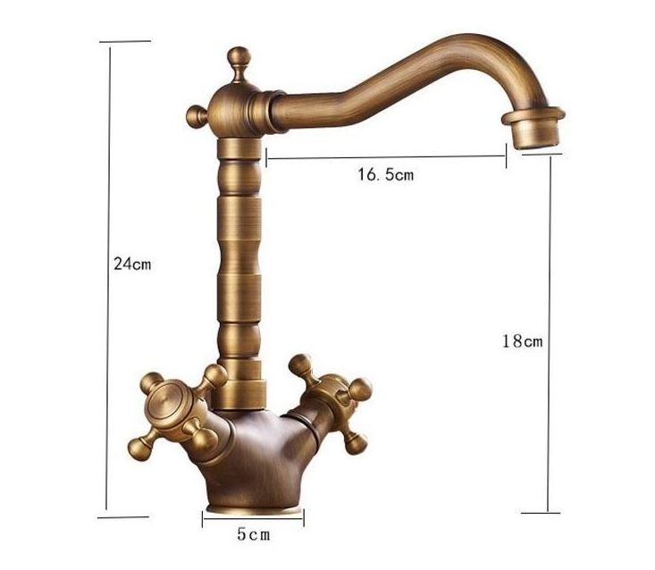 Dual Handle Antique Brass Basin Faucet Bathroom Counter Basin Mixer Tap Kitchen Sink Faucet Tap Brush Copper Finishing Faucet