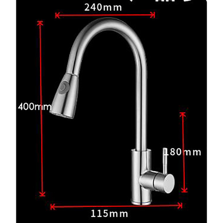 Flexible pipe pull out stainless steel SUS304 single handle folding kitchen mixer faucets