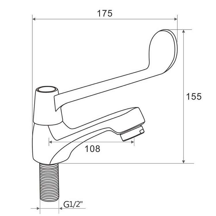 Manufacturer wholesale medical elbow mixer tap chrome plated  long handle touch faucet