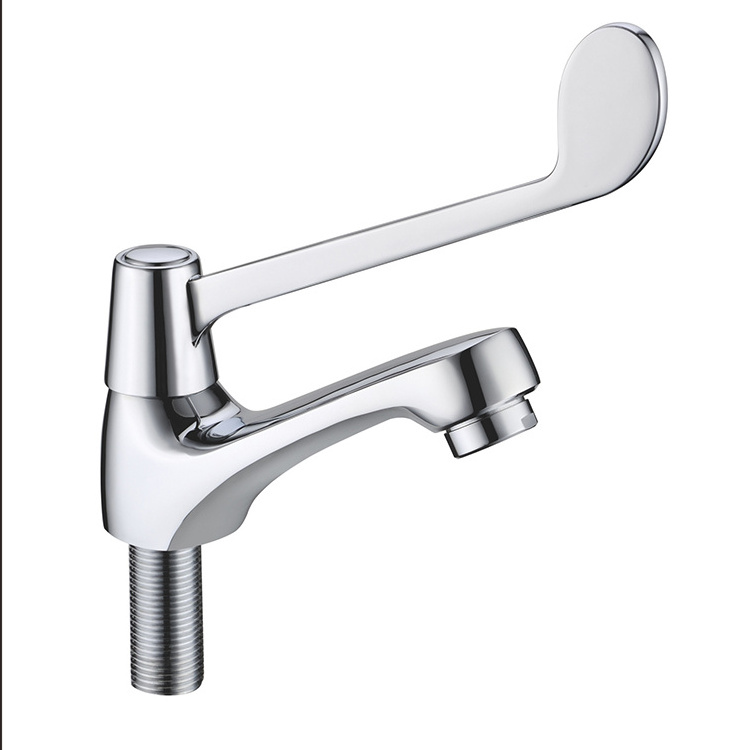 Manufacturer wholesale medical elbow mixer tap chrome plated  long handle touch faucet