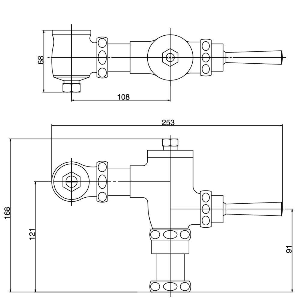 EXPOSED Full Brass Hand Control Flush Valve for Toilet Manual Flushometer with vacuum breaker