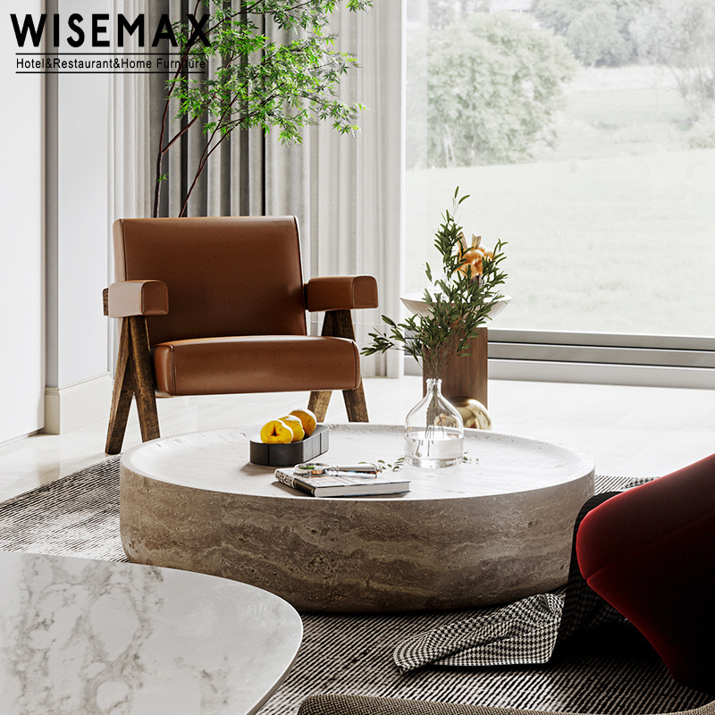 WISEMAX FURNITURE Italy marble round coffee table living room decor natural marble center tea table travertine table for villa