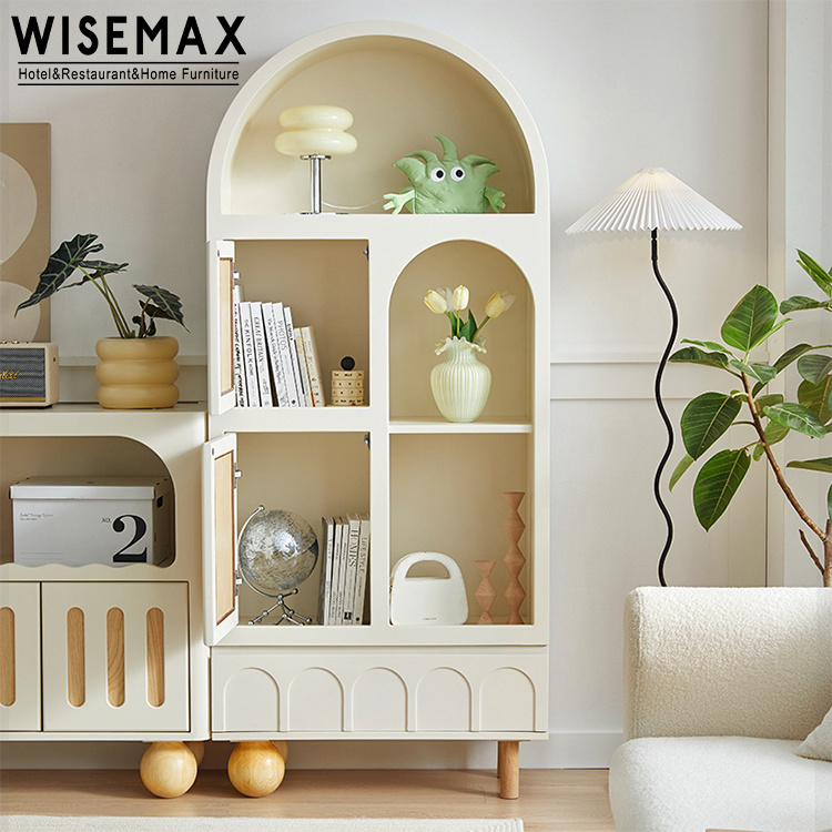 WISEMAX FURNITURE Nordic living room furniture High wood frame arch shape white 4 drawers storage cabinet for home bedroom