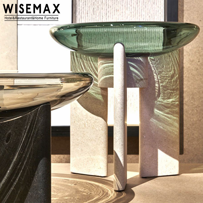 WISEMAX FURNITURE Italian Creative Side Table Fiberglass Legs Covered With Imported Resin Acrylic Coffee Table For Lobby Office