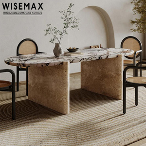 WISEMAX FURNITURE Newest royal Italian design contemporary natural marble sintered stone travertine dining table for dining room