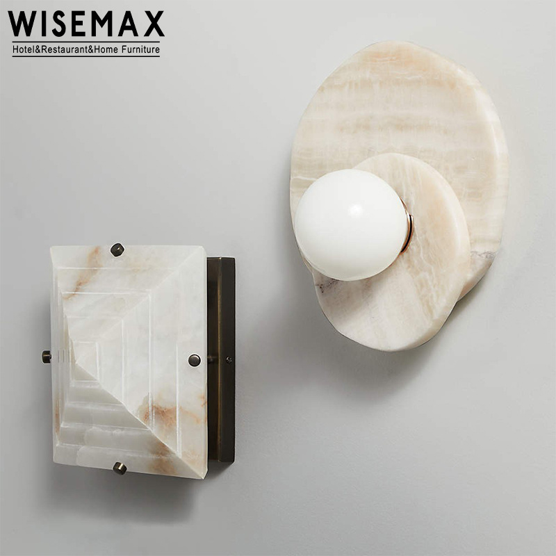 WISEMAX FURNITURE Decorative Lighting Led For Dinning Table Bedside Hotel Natural Marble Round Lamp Wall Light Indoor Furniture