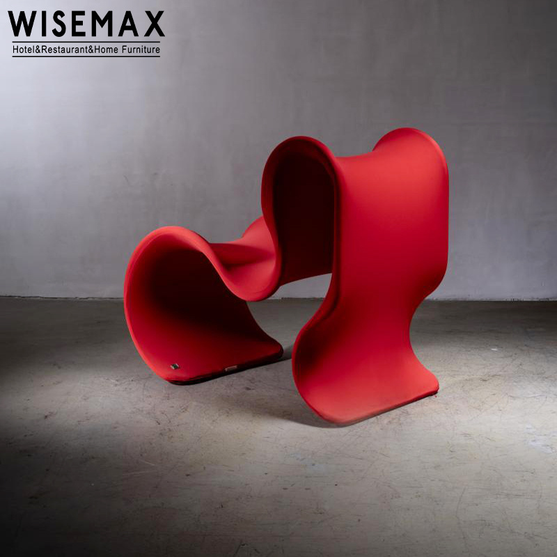 WISEMAX FURNITURE New design living room furniture bedroom indoor FRP red lounge chair fiberglass leisure chair for hotel home