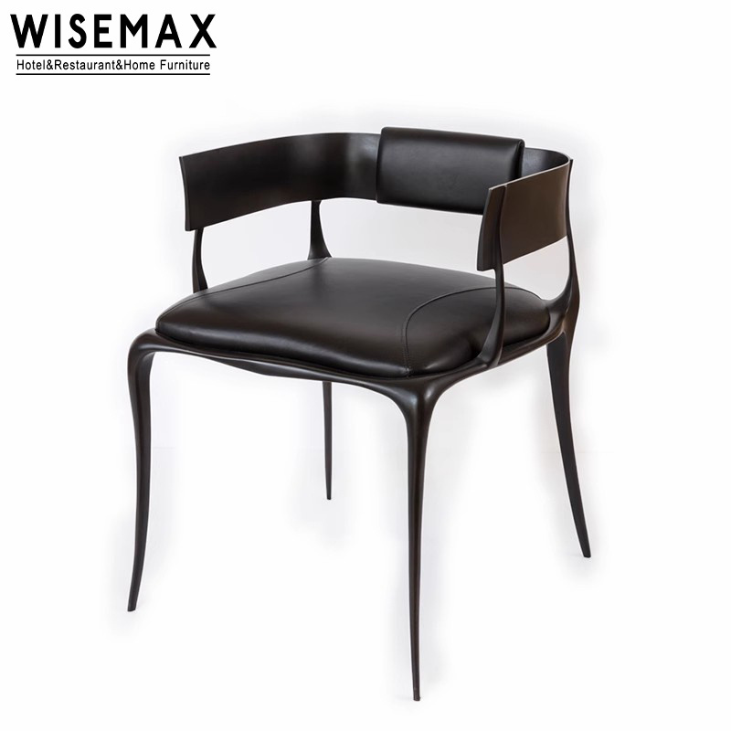 WISEMAX FURNITURE designer furniture luxury suede leather single sofas chair black metal legs armrest leisure accent chair hotel