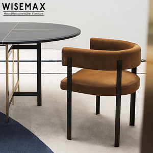 WISEMAX FURNITURE Luxury Restaurant Furniture Modern Arm Fabric Velvet Dining Chairs With Metal Legs Accent Living Room Chairs