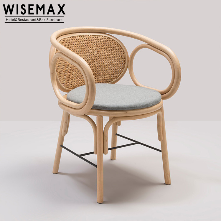 WISEMAX Nordic new style solid wood dining chair restaurant cane rattan dininig chair thonet style chair with rattan seat