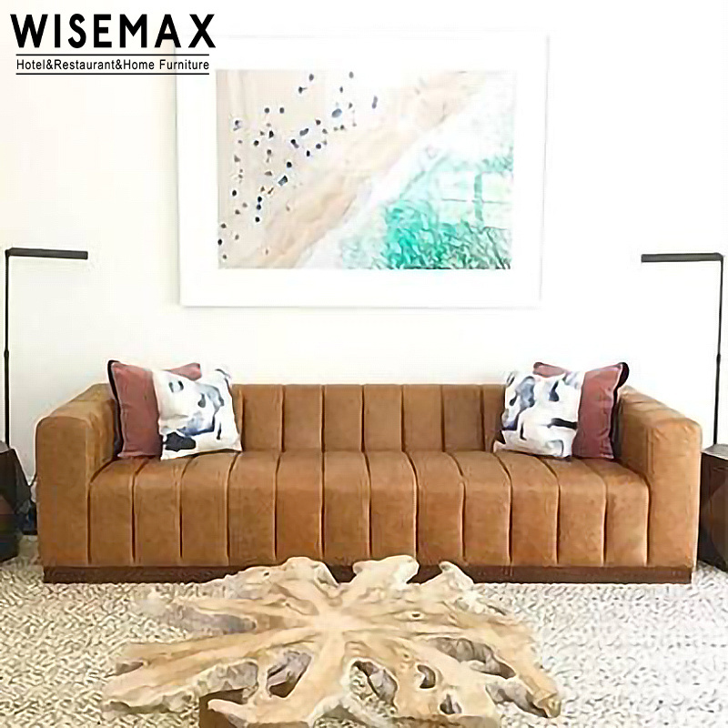 WISEMAX FURNITURE Factory Luxury Living Room Europe High End Leather Lounge Sofa 3 Seater Chaise Leather Sofa For Home Hotel