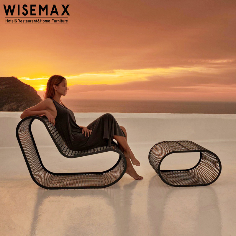 WISEMAX FURNITURE Modern luxury custom creative pool lounge chair single aluminum frame rope garden chairs for patio poolside