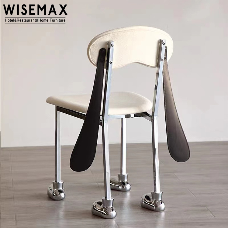 WISEMAX FURNITURE Modern lovely dog shaped leisure chair living room furniture fabric upholstery metal legs cute accent chair