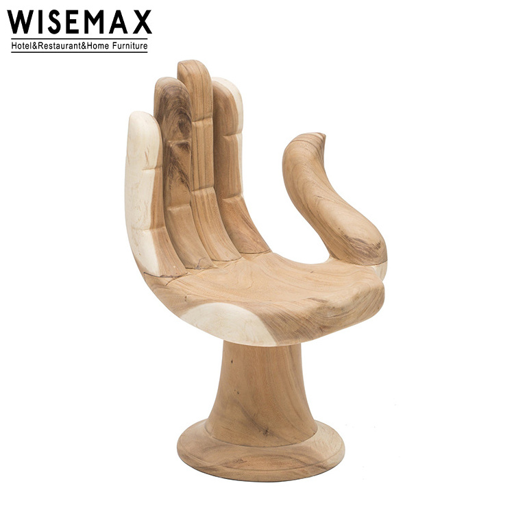 WISEMAX FURNITURE Unique chair contemporary solid wood Buddha hand shaped creative backrest single leisure luxury sofa chair