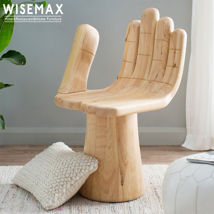 WISEMAX FURNITURE Unique chair contemporary solid wood Buddha hand shaped creative backrest single leisure luxury sofa chair